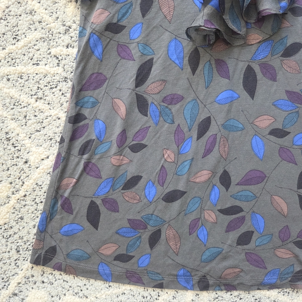 Anthropologie Greylin leaf print tank with ruffle neckline Boho - Picture 11 of 14